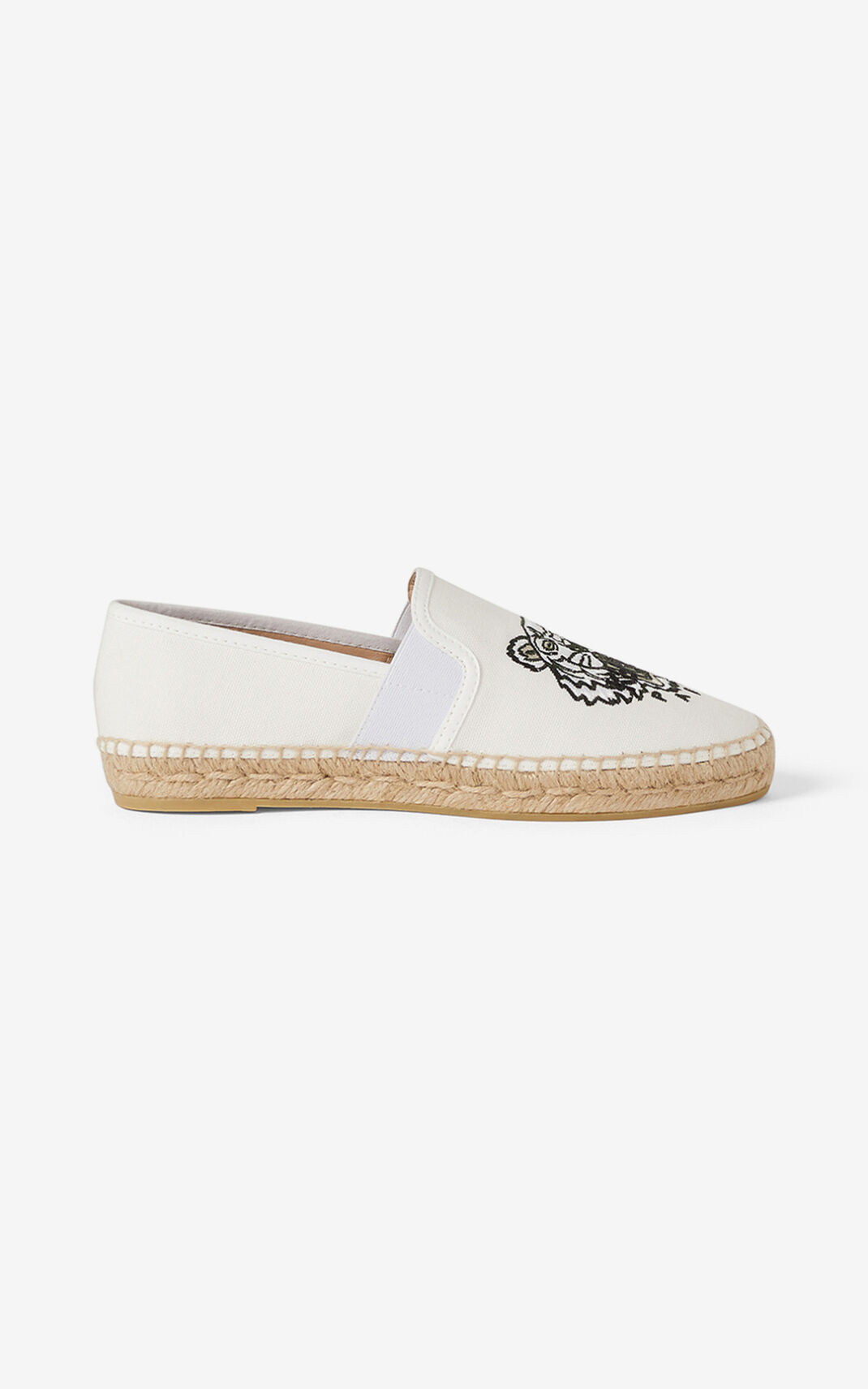 Kenzo Tiger elasticated canvas Espadrilles White For Womens 6372IFEHR